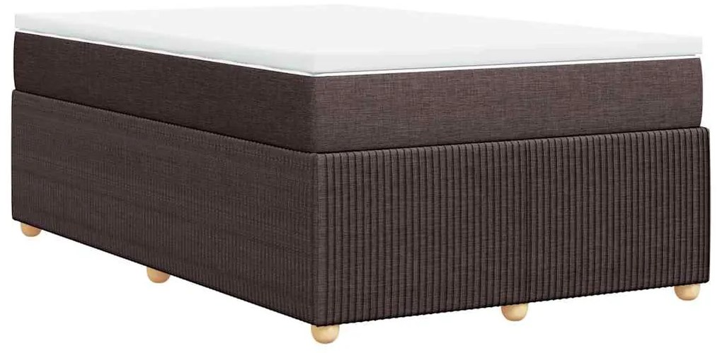 Cama boxspring com colchão 120x190 cm tecido castanho-escuro