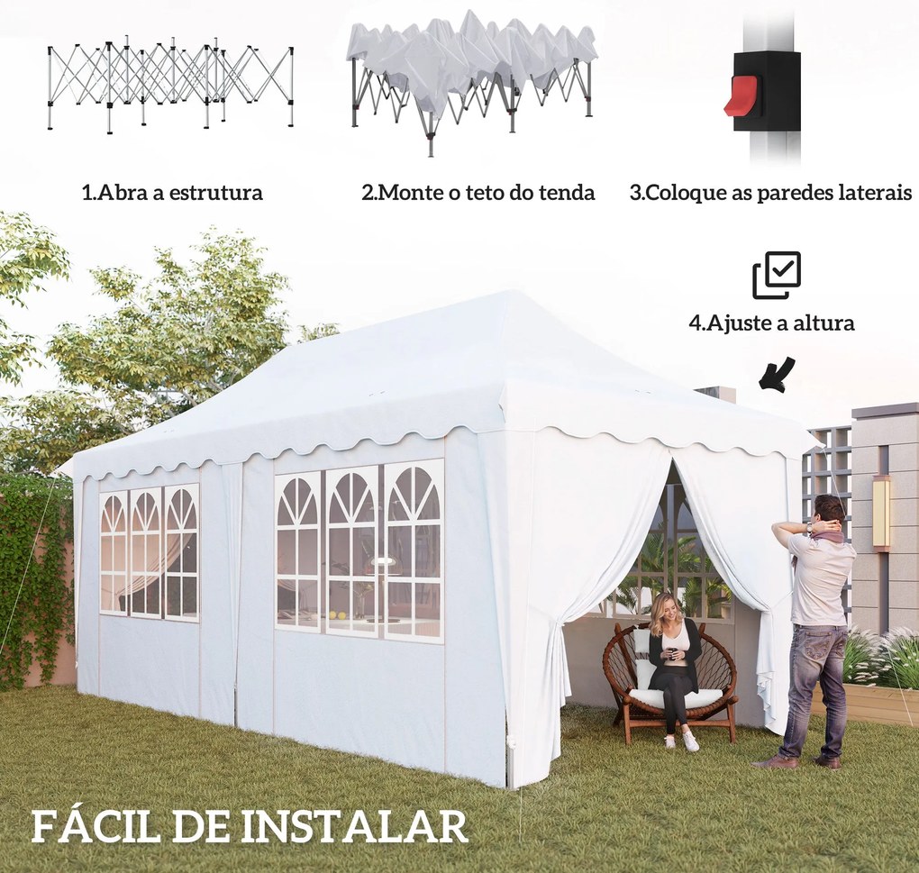 Tenda Dobrável Pop Up Tenda 596x300x315 cm Tenda Dobrável com 6 Parede