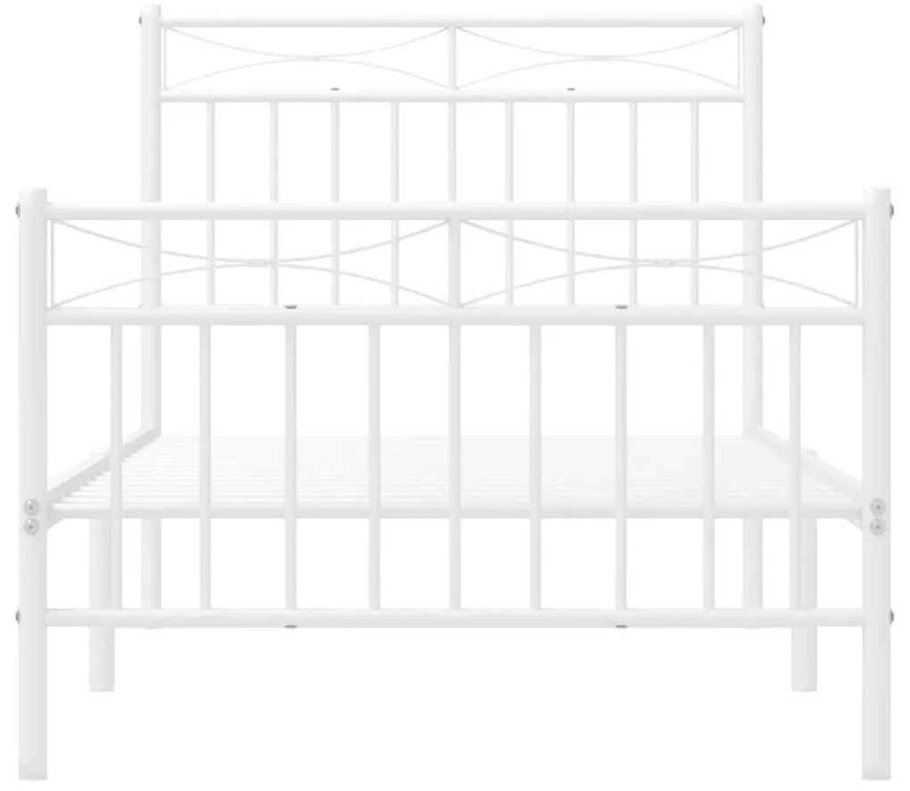Estrutura de cama com cabeceira e pés 90x190 cm metal branco