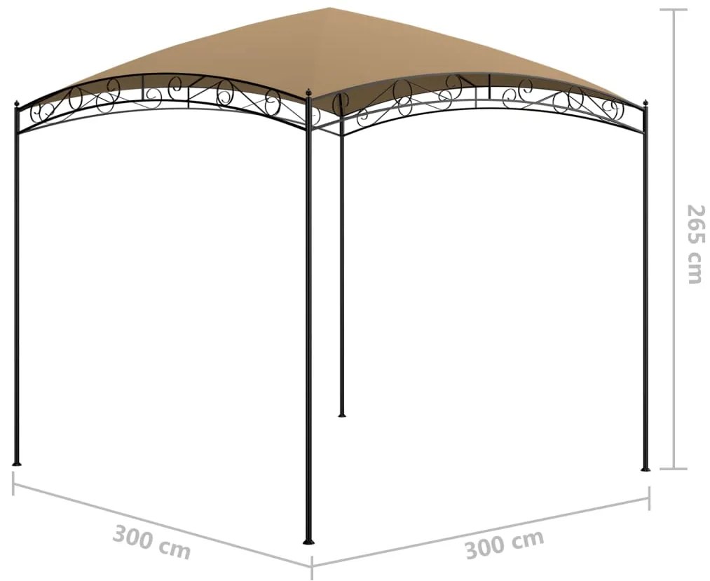 Gazebo 3x3x2,65 m 180 g/m² cinzento-acastanhado