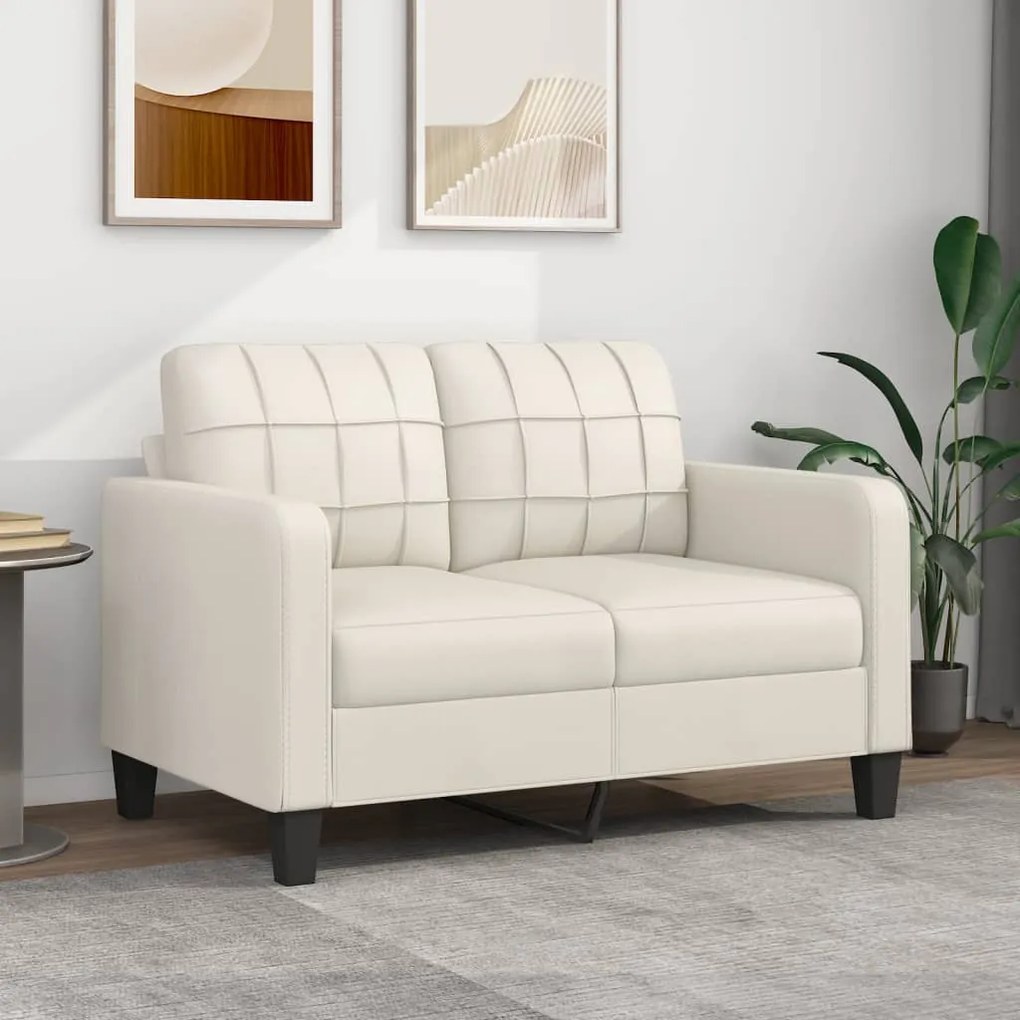 vidaXL Sofá de 2 lugares 120 cm couro artificial cor creme