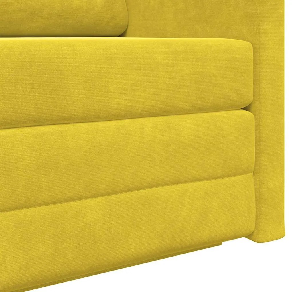 Sofá-Cama de Chão 2 em 1 Amarelo 124x204x61 cm Veludo