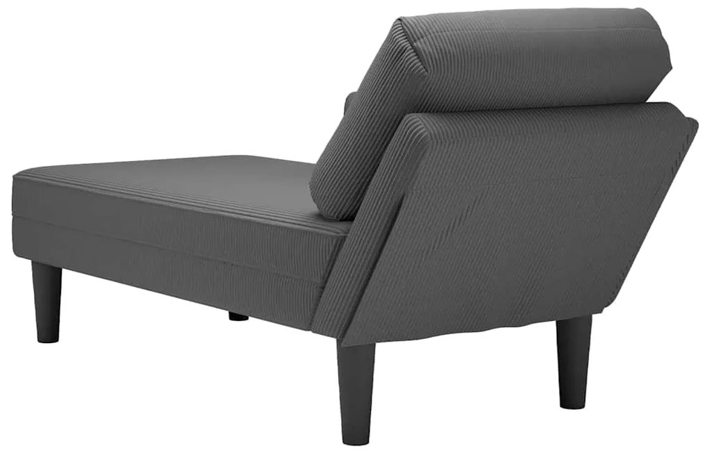 Chaise lounge com almofada tecido corduroy cinzento escuro