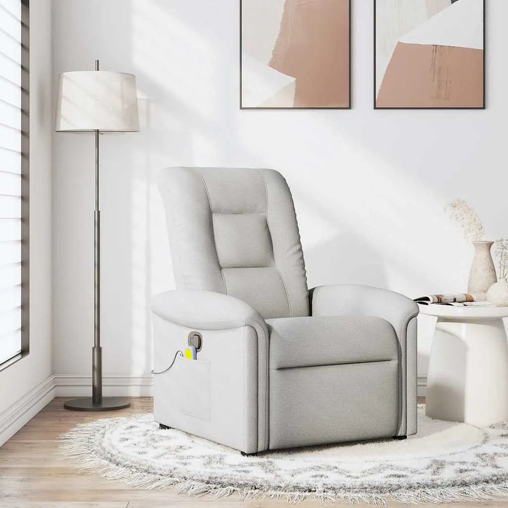 vidaXL Cadeira de massagem reclinável tecido cinzento