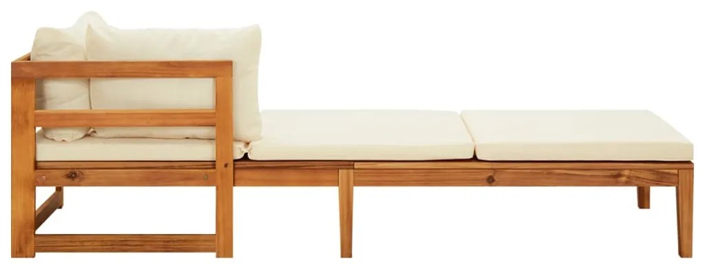 3 pcs conj. lounge de jardim c/ almofadões branco nata acácia