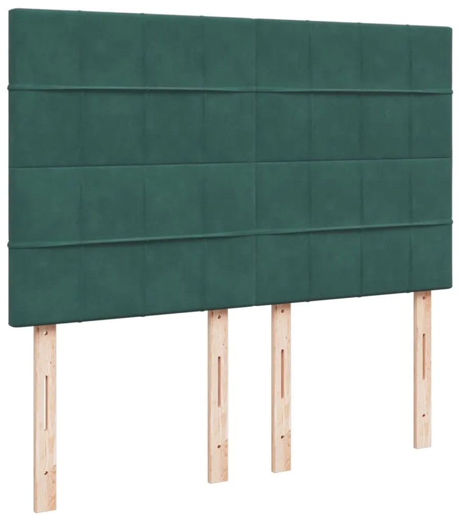 Cama com molas/colchão 160x200 cm veludo verde-escuro