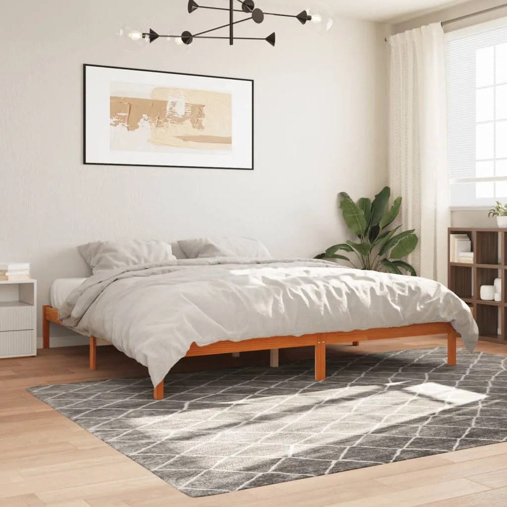 Cama sem colchão 180x200 cm pinho maciço castanho-mel