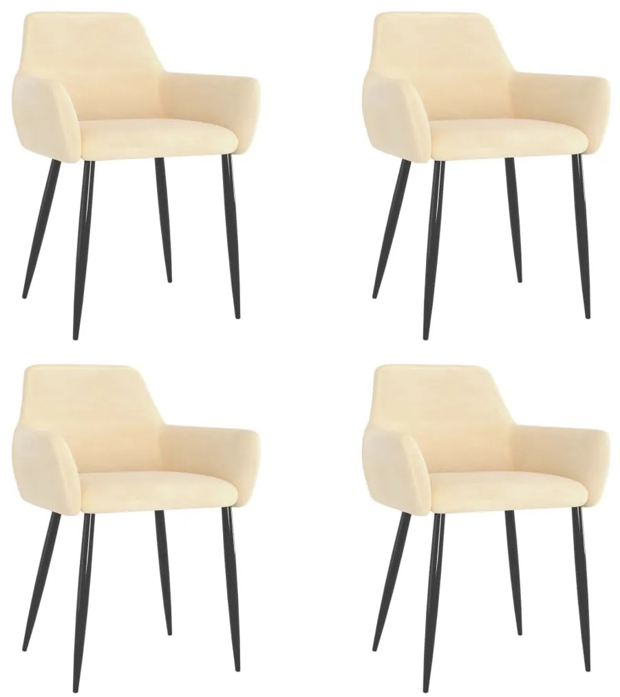 vidaXL Cadeiras de jantar 4 pcs veludo cor creme