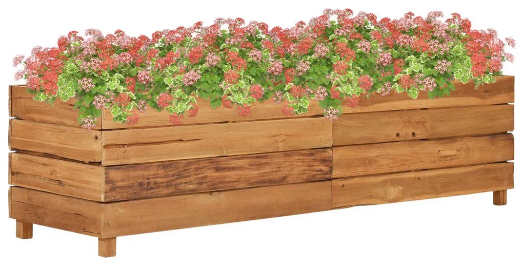 Vaso/floreira 150x40x38 cm madeira de teca reciclada e aço