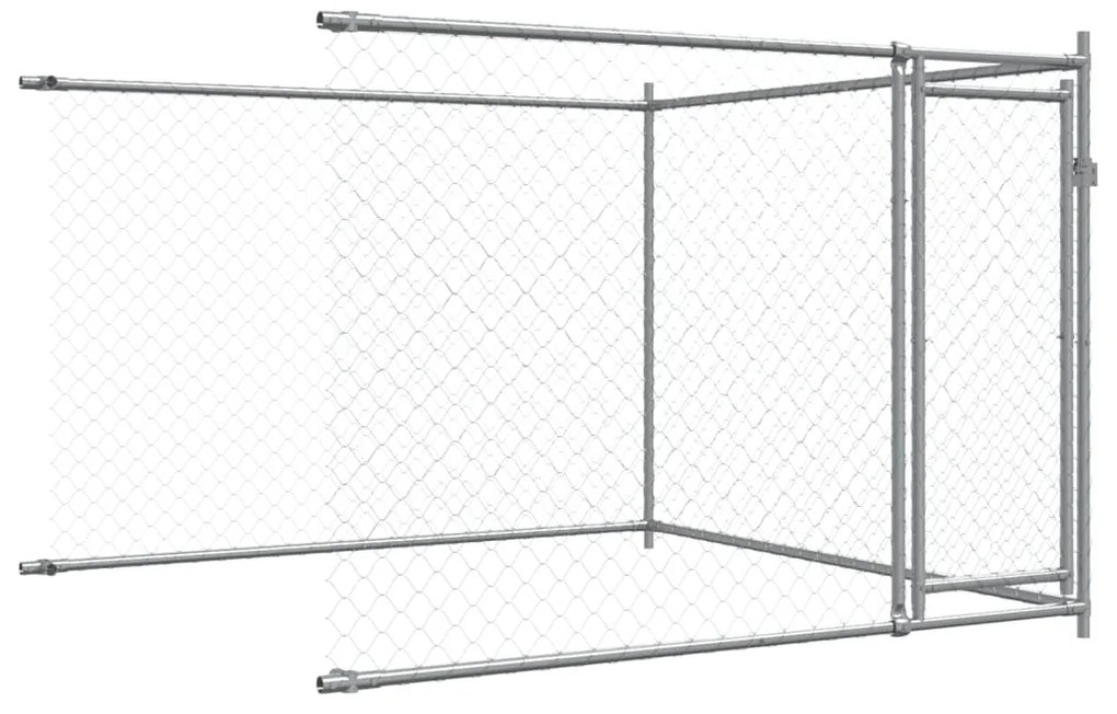 Jaula para cão com portas 8x2x1,5 m aço galvanizado cinzento