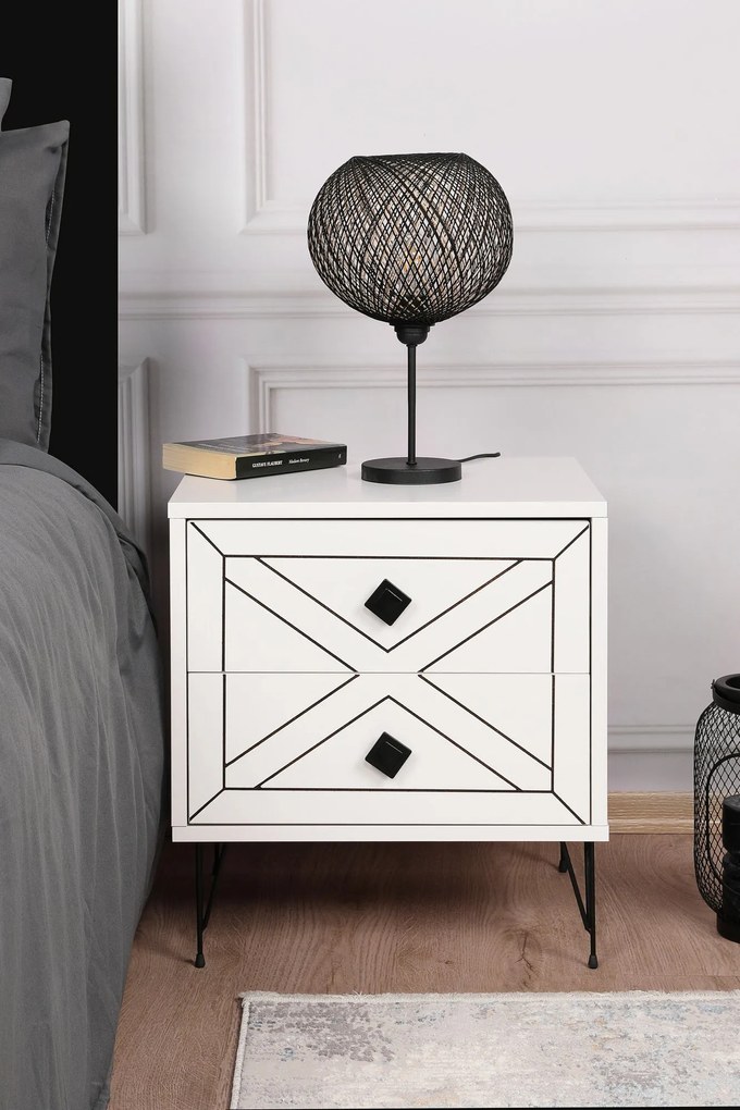 Mesa de Cabeceira Luna – Branco – 50x55x40 cm