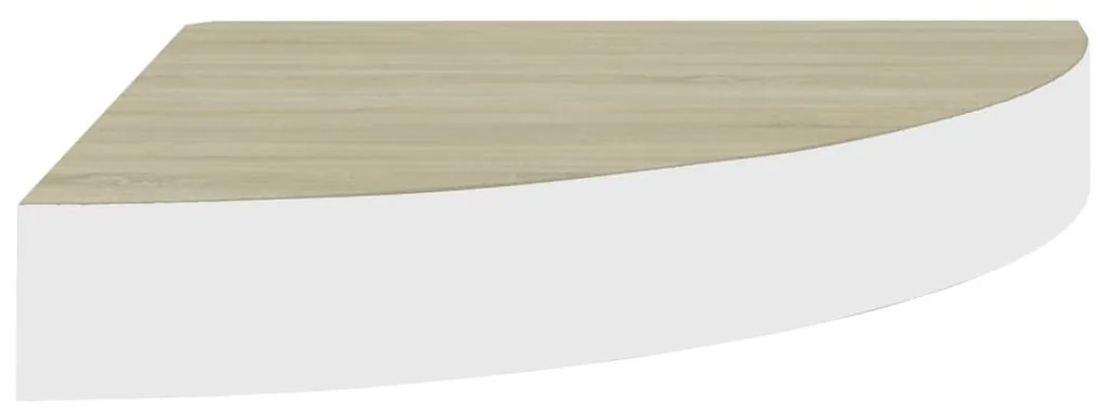 Prateleiras canto parede 4 pcs 25x25x3,8 cm MDF carvalho/branco