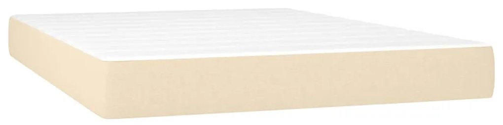 Cama box spring c/ colchão e LED 140x200 cm tecido cor creme