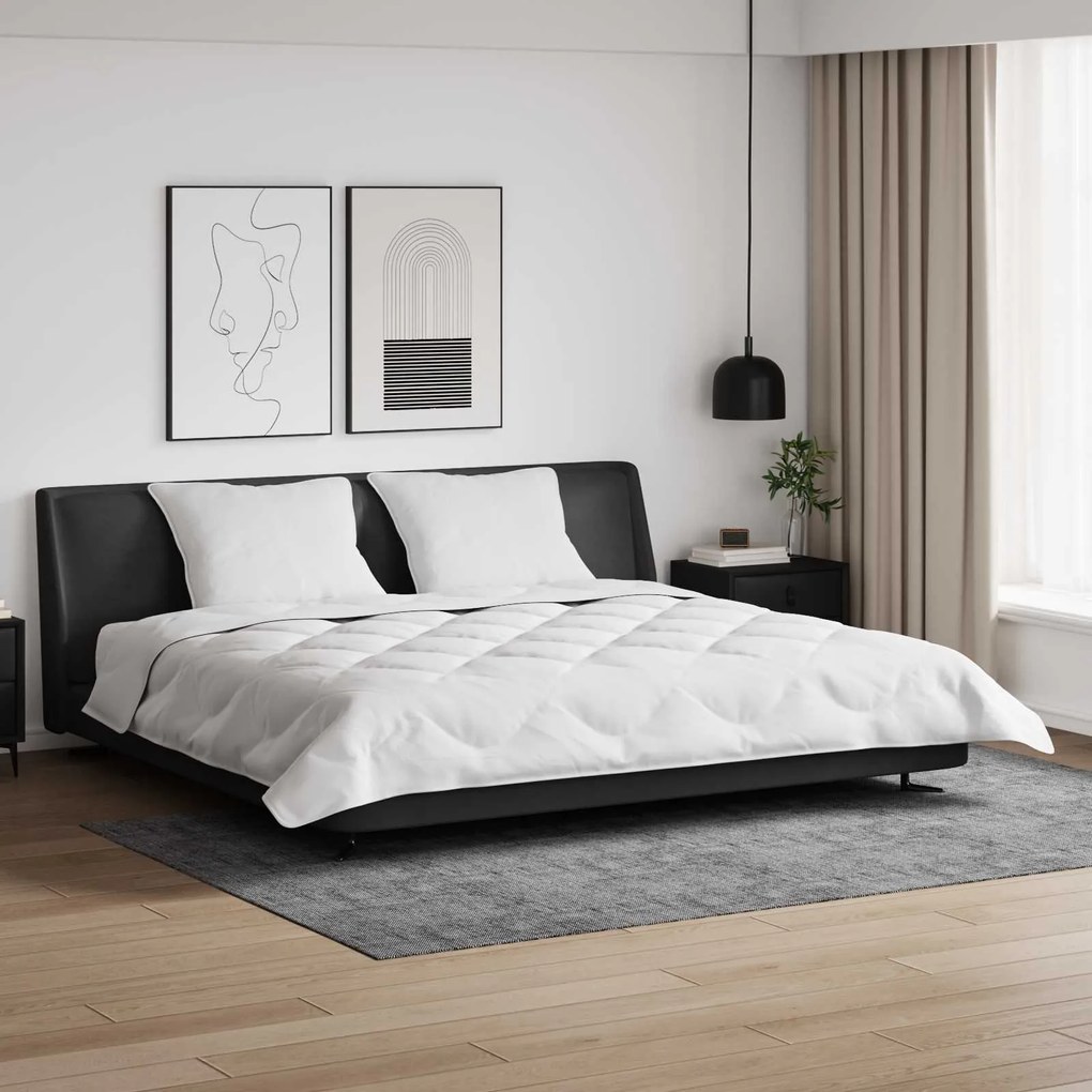 vidaXL Duvet com Travesseiros 3 pcs Branco Microfibra e Penas de Ganso