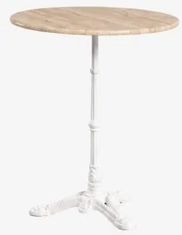 Mesa De Bar Redonda Ø60cm Em Pedra Natural Azteca Travertino - Branco Glacial - Sklum