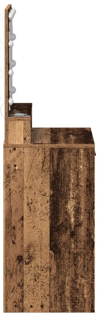 mesa de maquiagem vidaXL com luzes LED em madeira antiga 50x41x135 cm
