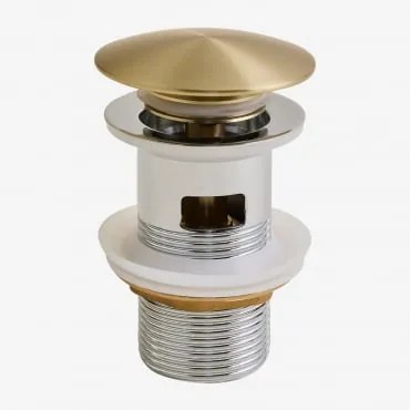 Válvula De Escoamento Para Lavatório Tipo Click-clack Em Aço Inoxidável E Latão Orveta Válvula Com Transbordo & Dourado Escovado - Sklum