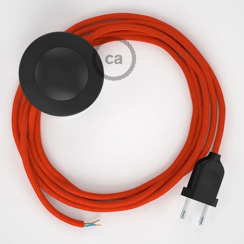 Cabo para candeeiro de chão, RM15 Laranja Seda Artificial 3 m.  Escolha a cor da ficha e do interruptor.
