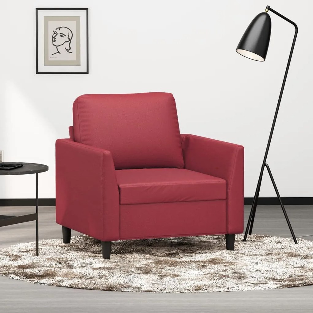 359326 vidaXL Poltrona 60 cm couro artificial vermelho tinto