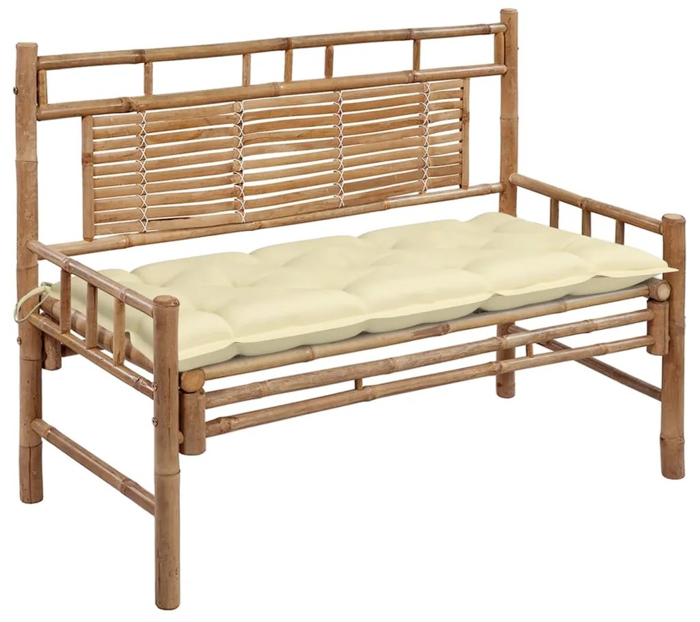 vidaXL Banco de jardim com almofadão 120 cm bambu