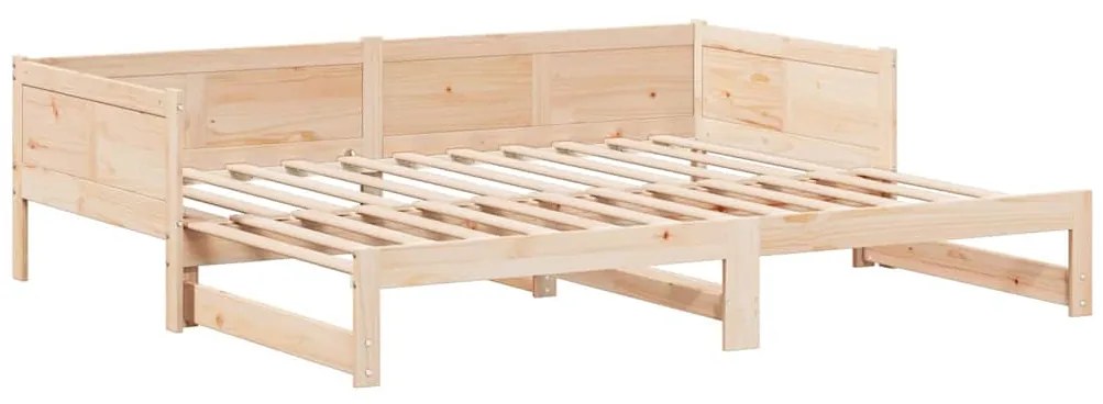 Cama de Dia Extensível 90x200 cm de Madeira Maciça de Pinho