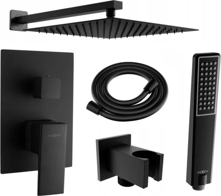 Mexen Uno DR72 conjunto de duche embutido, preto - 71435DR72-70