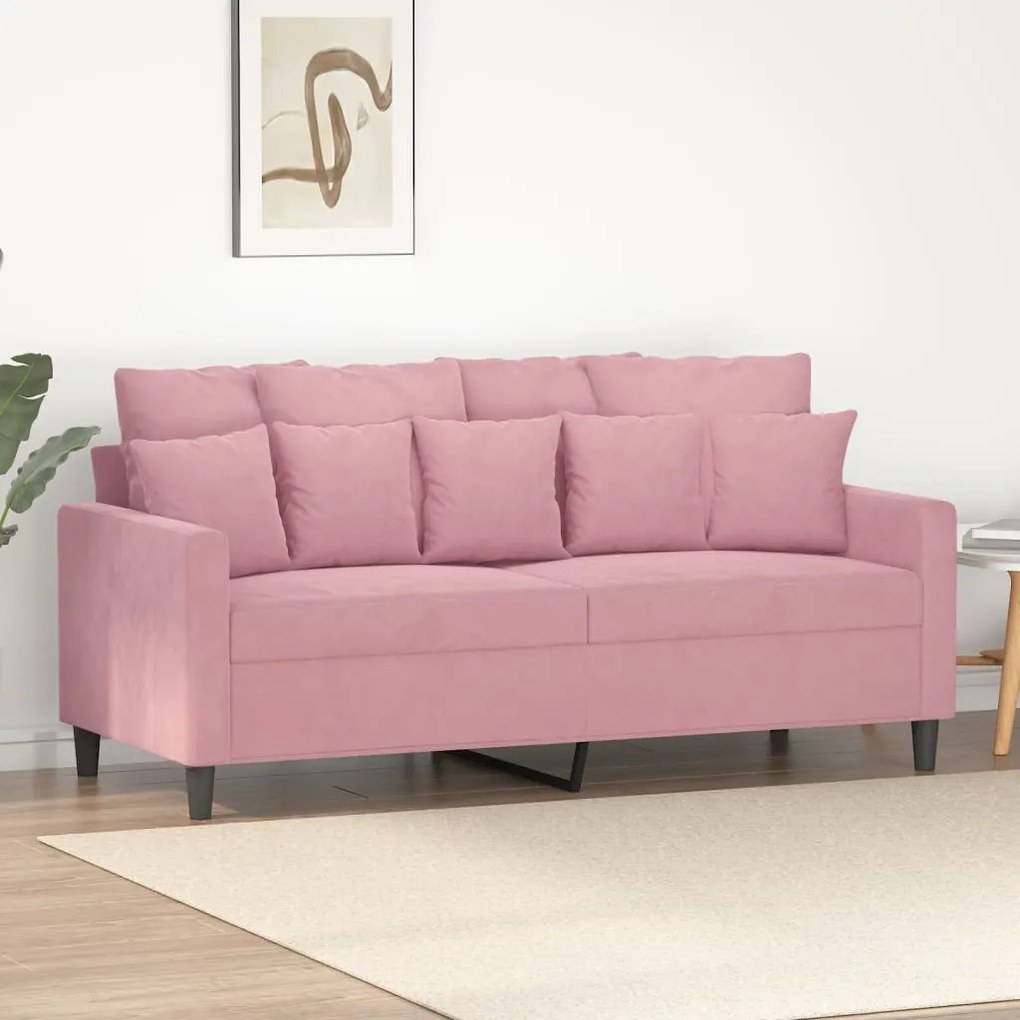 vidaXL Sofá de 2 lugares veludo 140 cm rosa