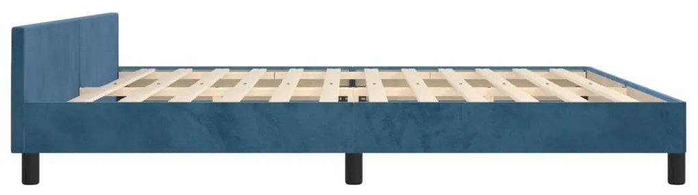 Estrutura de cama c/ cabeceira 200x200 cm veludo azul-escuro