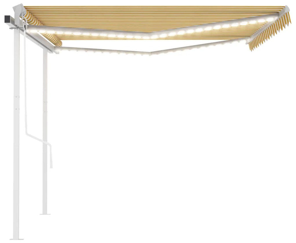 Toldo automático c/ LED e sensor de vento 4x3 m amarelo/branco