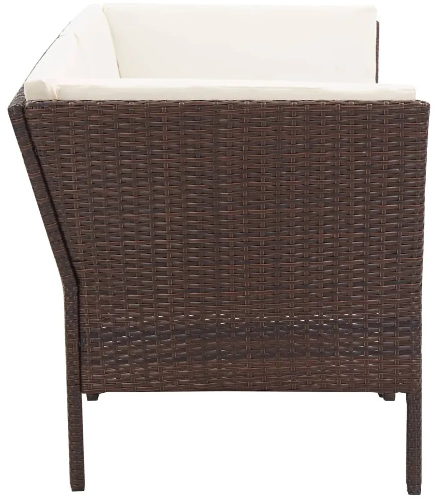 8 pcs conjunto lounge jardim c/ almofadões vime PE castanho