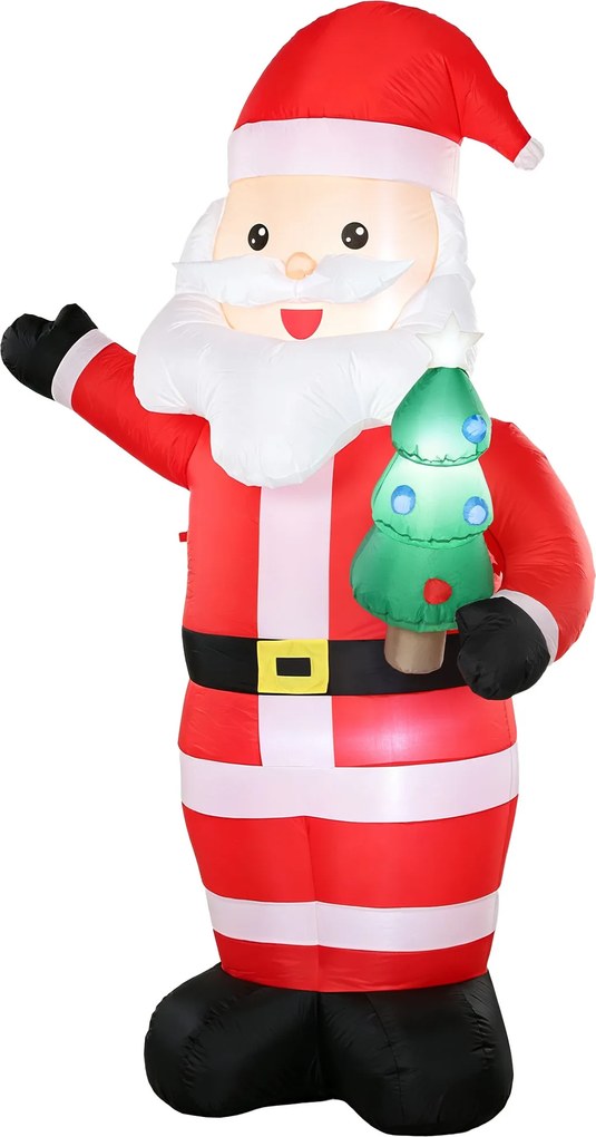 Outsunny Papai Noel Inflável, 243 cm, com luz LED brilhante, decoração de Natal para interior e exterior, vermelho | Aosom Portugal