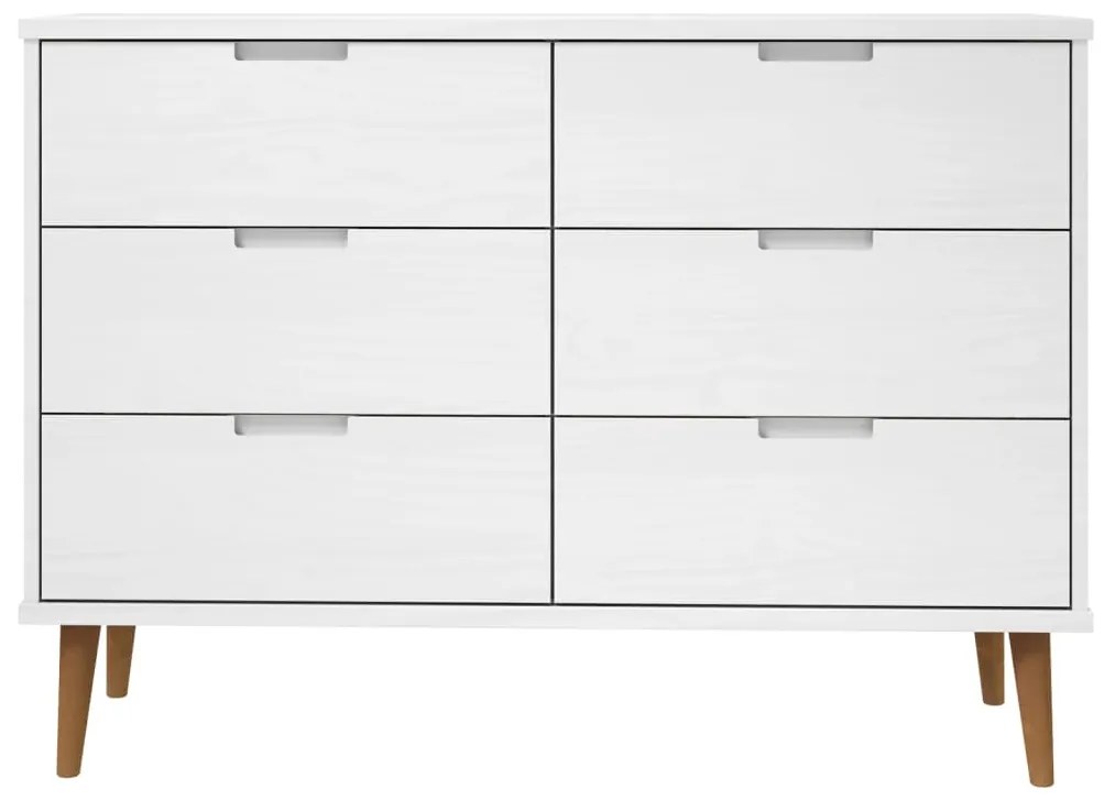 Armário de gavetas MOLDE 113x40x80 cm pinho maciço branco