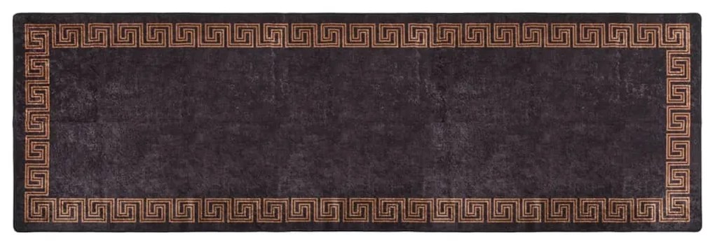 Tapete lavável antiderrapante 80x300 cm preto e dourado