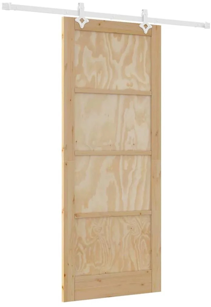 Porta Deslizante vidaXL com Conjunto de Ferragens 86x211 cm Madeira Só
