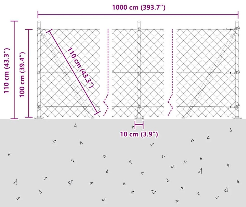 Conjunto de Postes de Cerca Prateado 10 x 1 m Aço Galvanizado