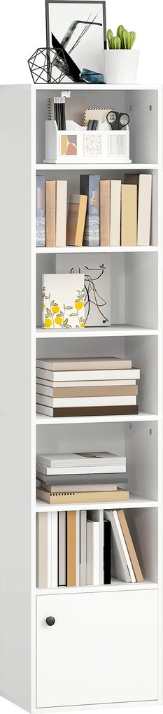 Estante de 7 Níveis Estante para Livros com Prateleiras Ajustáveis e Armário Estante Moderna 40x30x180 cm Branco