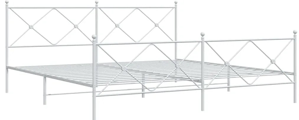 Estrutura de cama com cabeceira e pés 200x200 cm metal branco