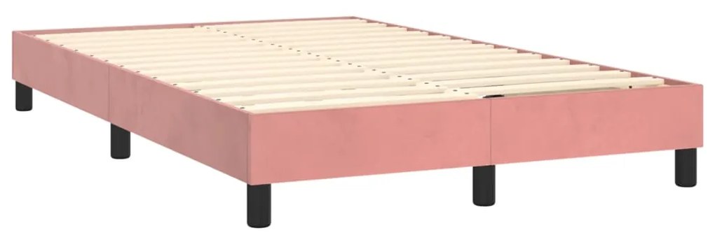 Cama box spring c/ colchão/LED 120x200 cm veludo rosa