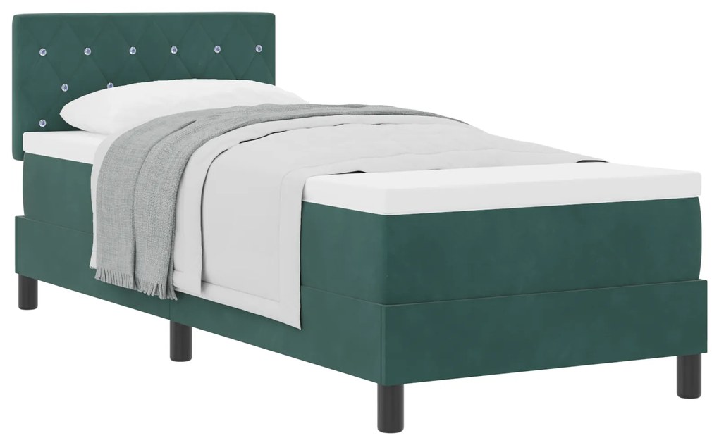 Cama Box Spring vidaXL com Colchão Verde Escuro 80x200 cm Veludo