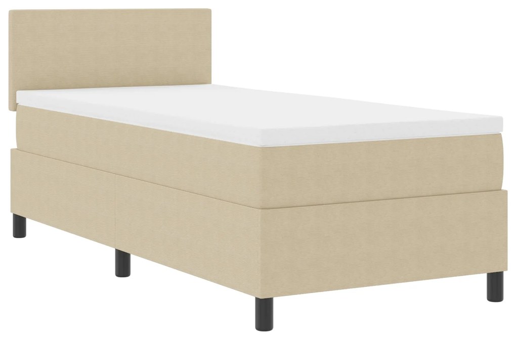 Cama Box Spring com Colchão Verde Claro Cinza 90x200 cm Tecido de Velu