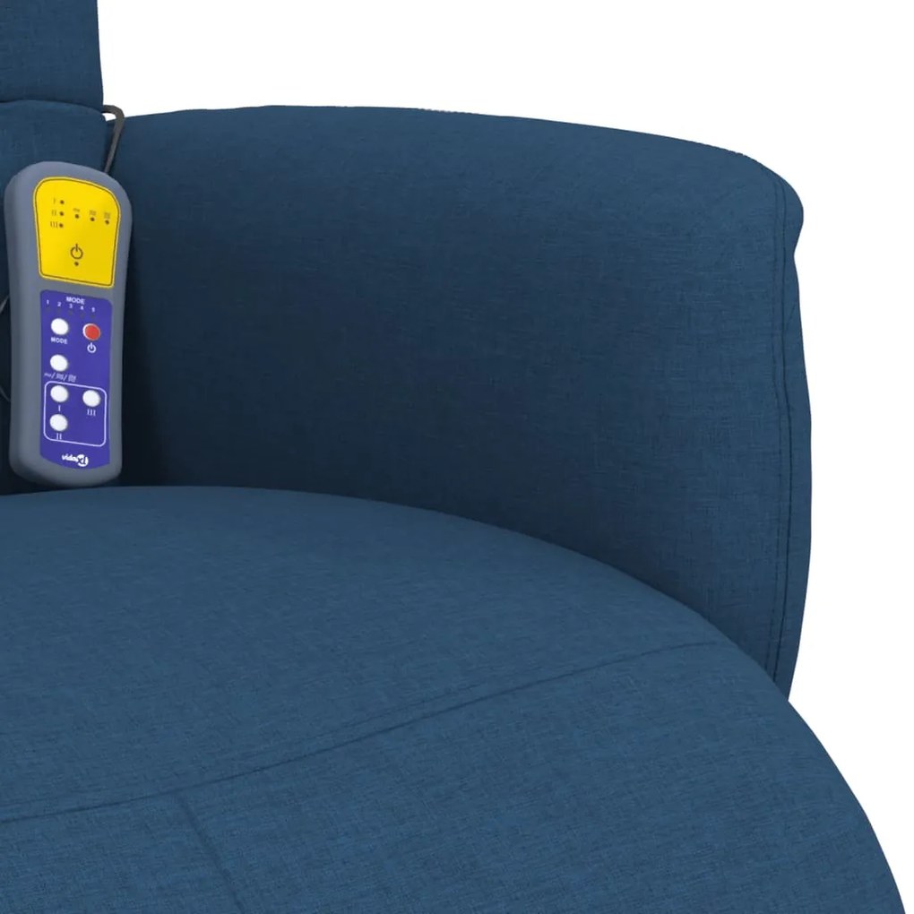 Cadeira de massagens reclinável c/ apoio de pés tecido azul