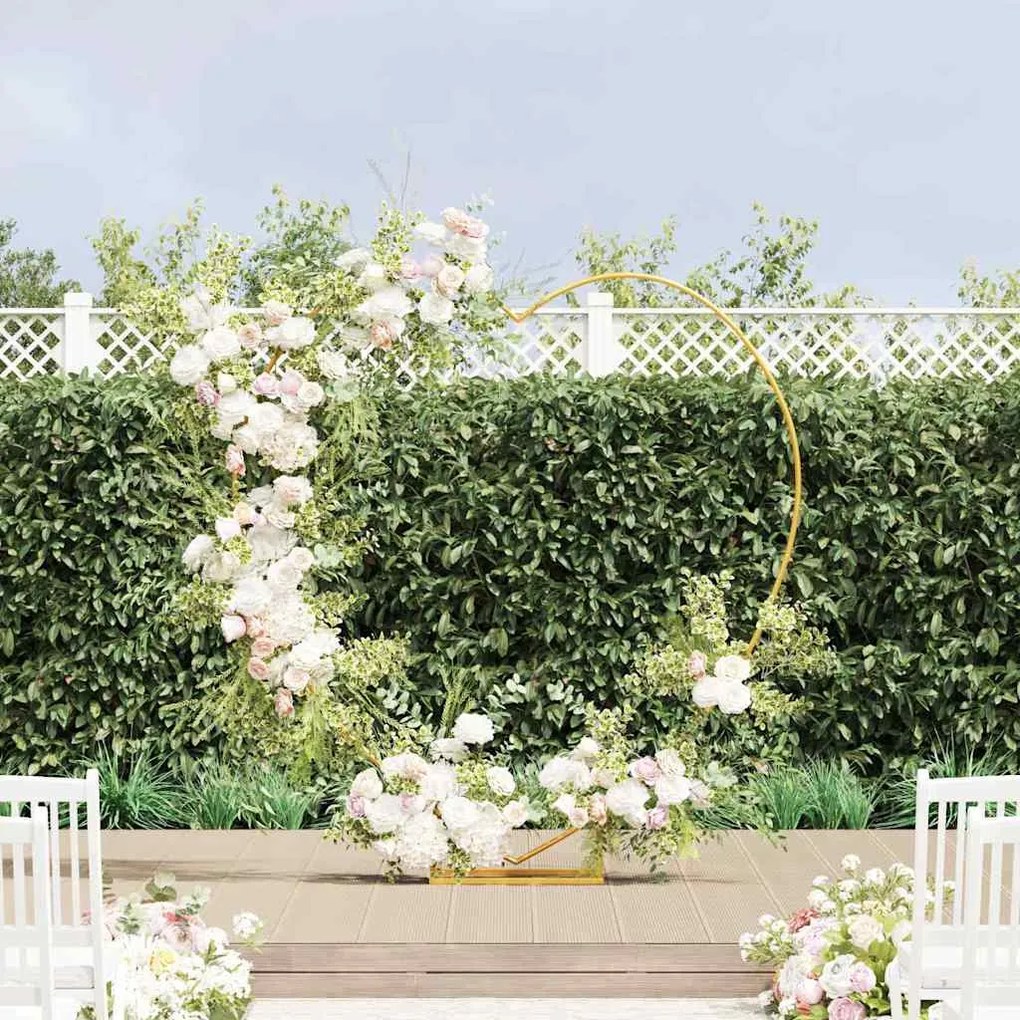 vidaXL Arco de Casamento Ouro 195 x 35 x 211 cm Aço