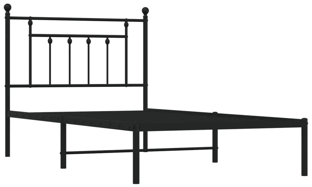 Estrutura de cama com cabeceira 100x190 cm metal preto