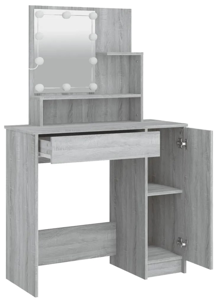 Toucador com LEDs 86,5x35x136 cm sonoma cinza