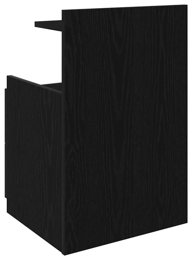 Mesa de cabeceira com 2 gavetas preta 40x36,5x62 cm
