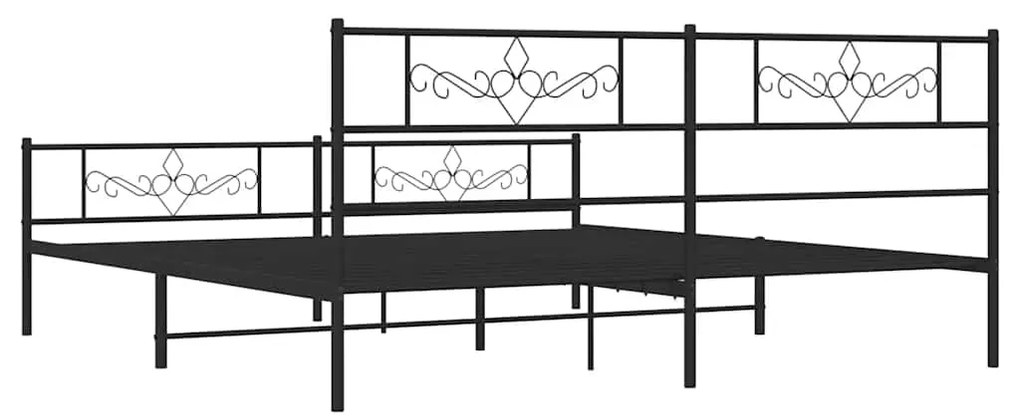 Estrutura de cama com cabeceira e pés 193x203 cm metal preto