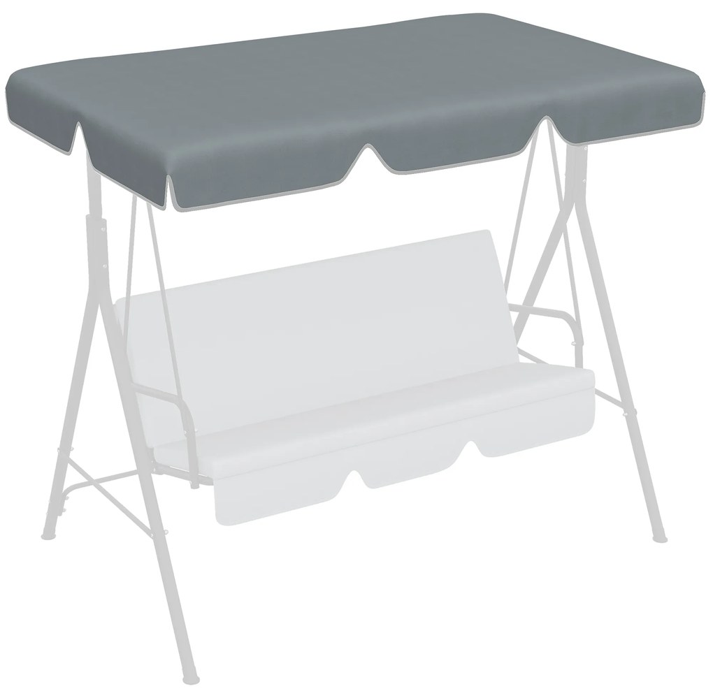Toldo de Substituição para Baloiço de 2 Lugares com Proteção UV50+ para Jardim Varanda Pátio 92x144 cm Cinza Escuro