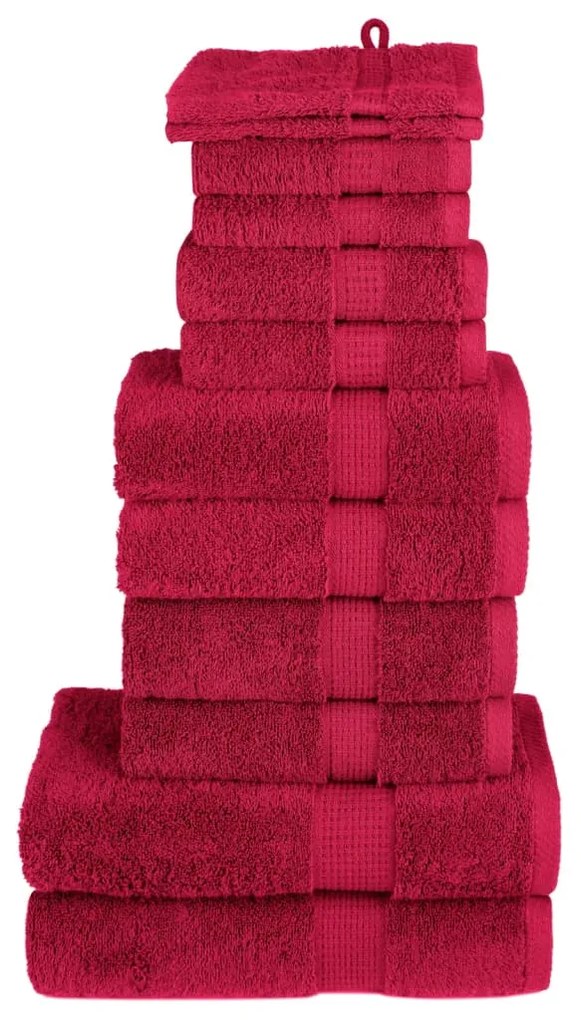 12pcs Conjunto toalhas banho premium SOLUND 600 gsm vermelho