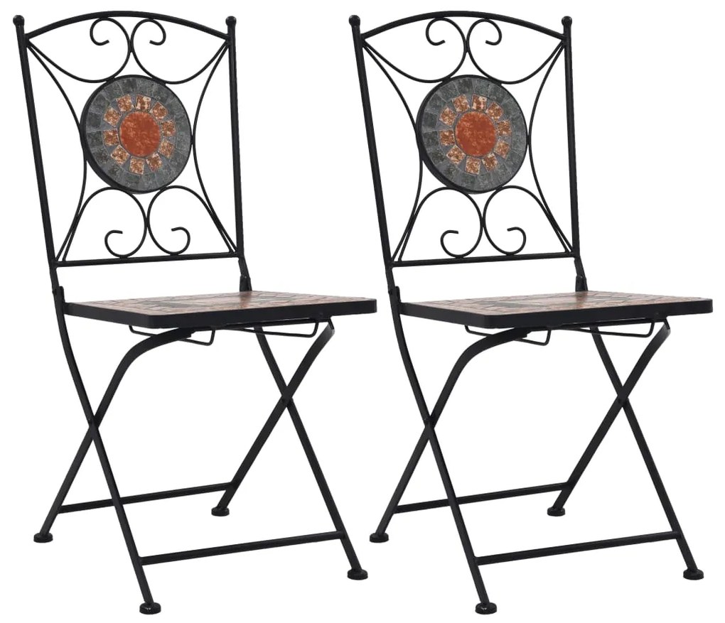 vidaXL Cadeiras bistrô em mosaico 2 pcs laranja/cinzento