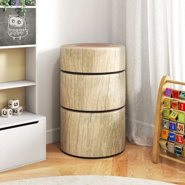 Conjunto de 3 bancos em forma de tronco de árvore para crianças, almofadas de chão com diferentes alturas, decoração natural para sala de aula ou crec